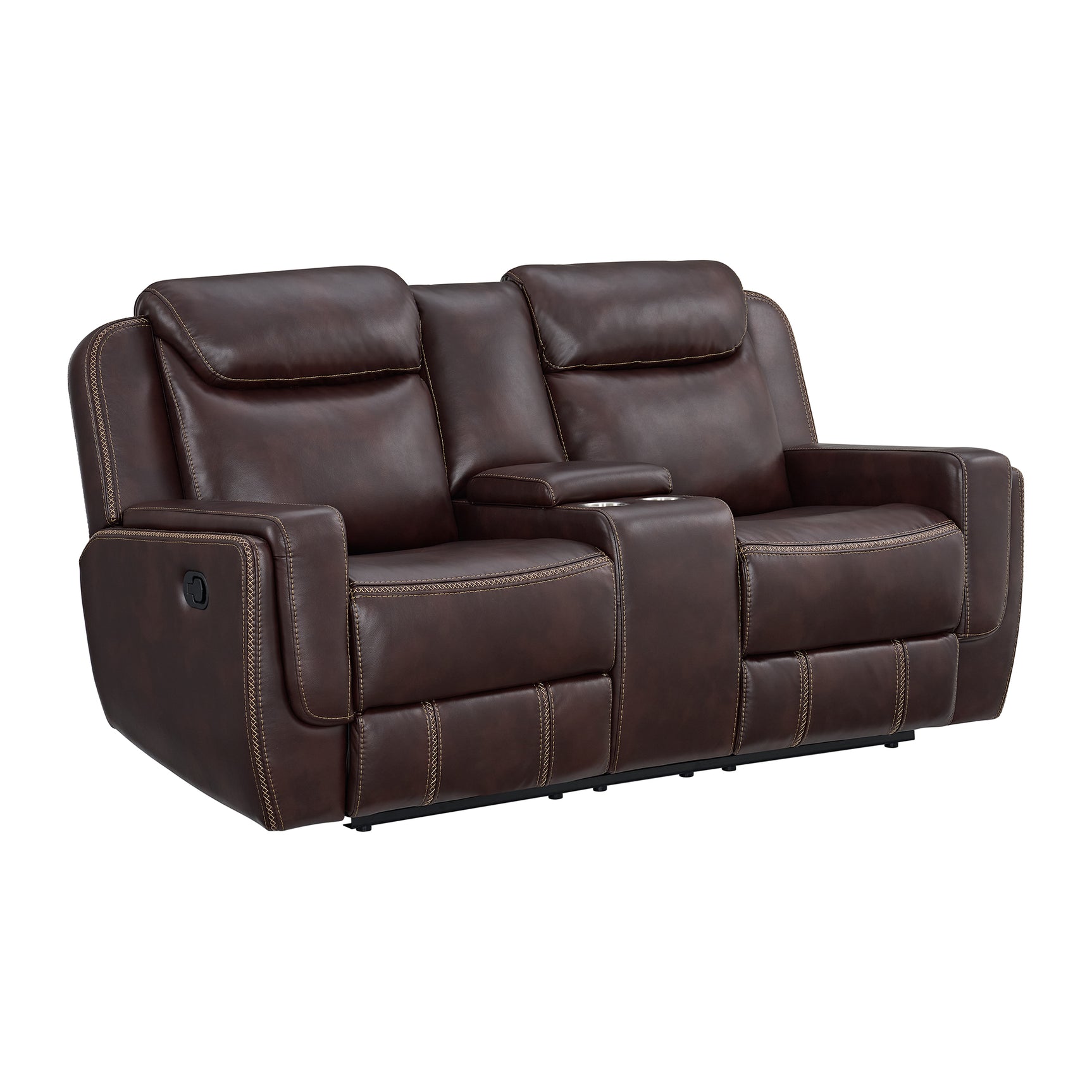 Panther Motion Loveseat with Console in Neono Brown - Tampa Furniture Outlet