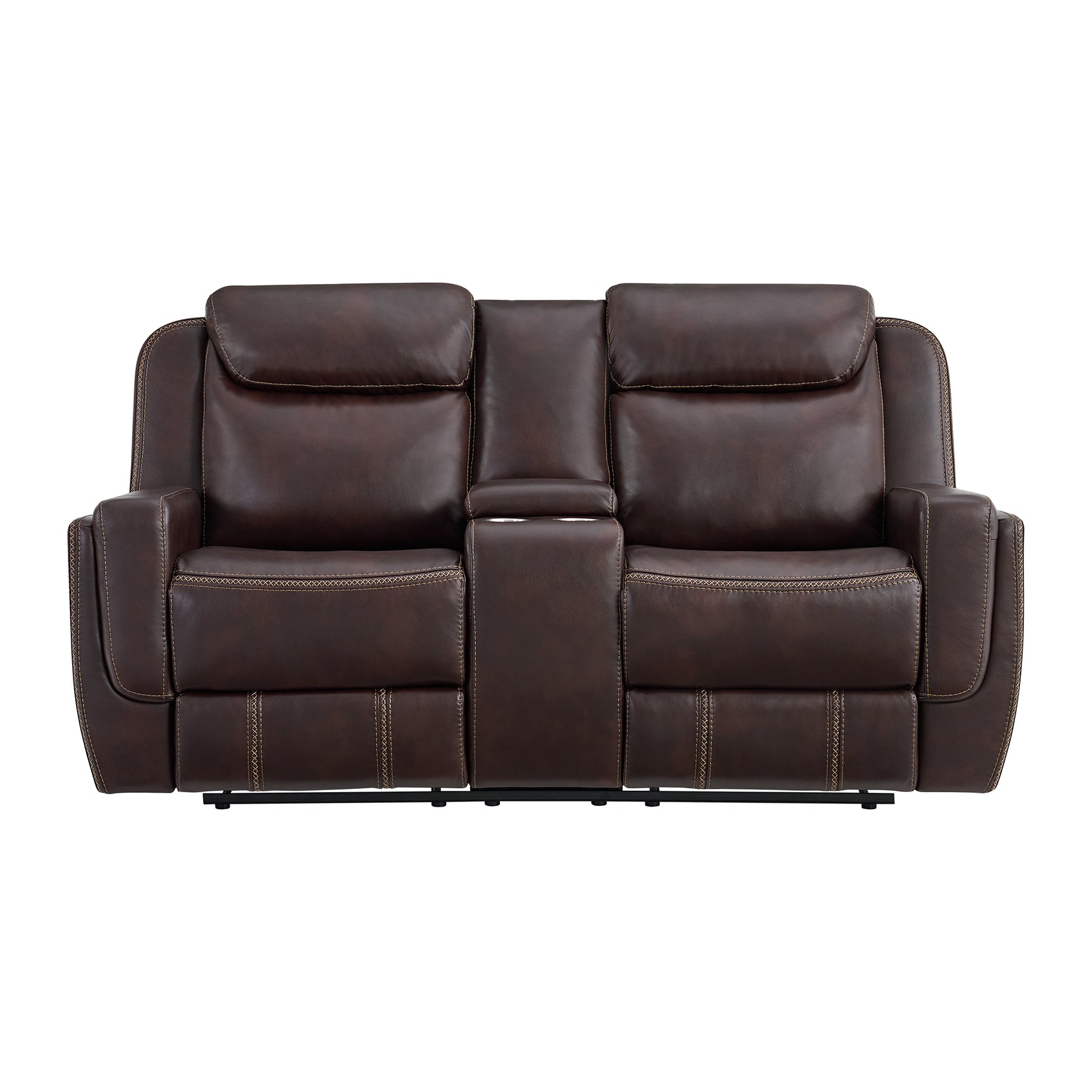 Panther Motion Loveseat with Console in Neono Brown - Tampa Furniture Outlet