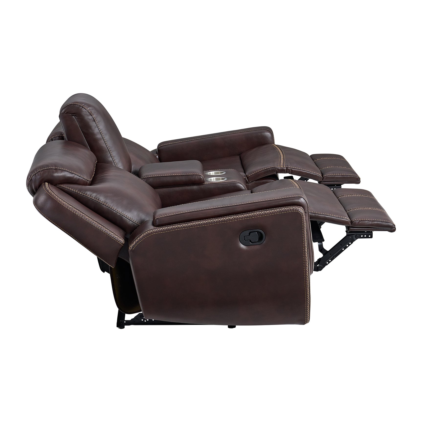 Panther Motion Loveseat with Console in Neono Brown - Tampa Furniture Outlet