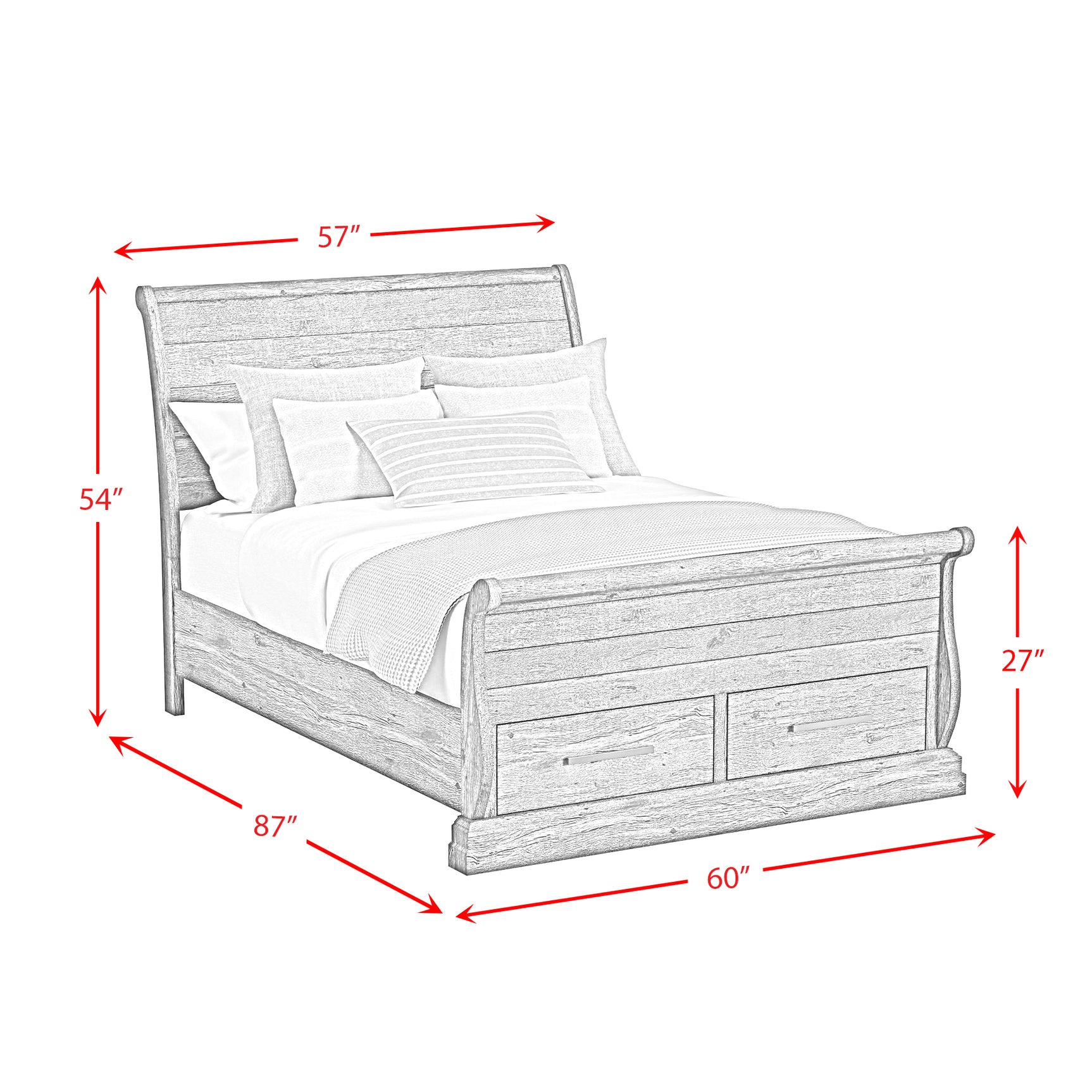 Park Ridge Full Sleigh Storage Bed in Charcoal - Tampa Furniture Outlet