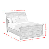 Park Ridge Queen Sleigh Storage Bed in Charcoal - Tampa Furniture Outlet