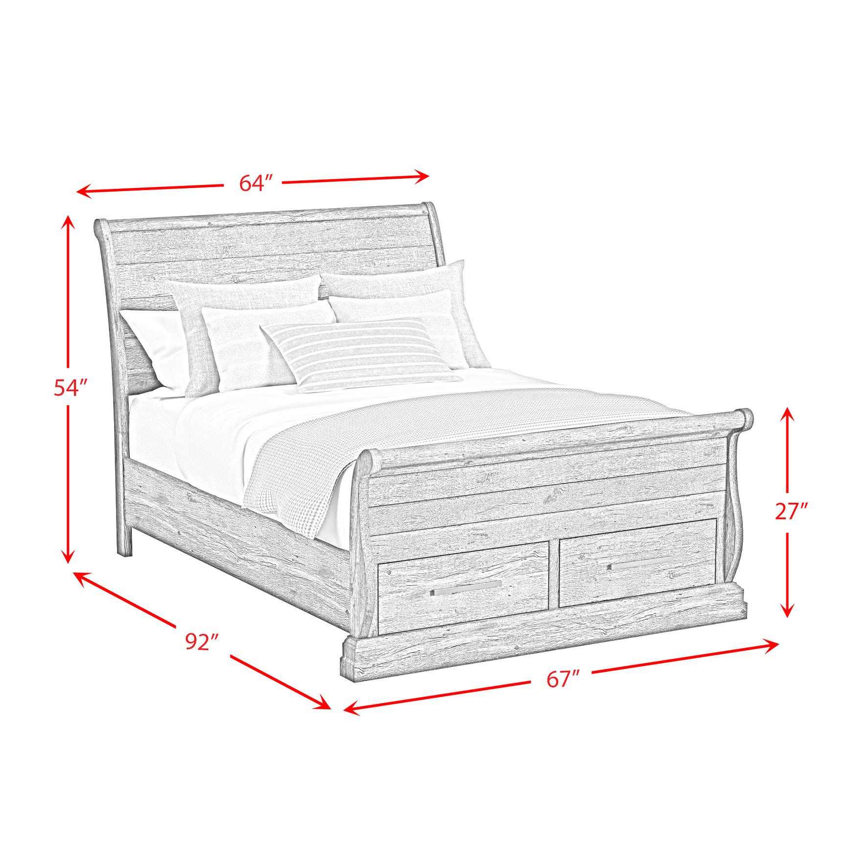 Park Ridge Queen Sleigh Storage Bed in Charcoal - Tampa Furniture Outlet