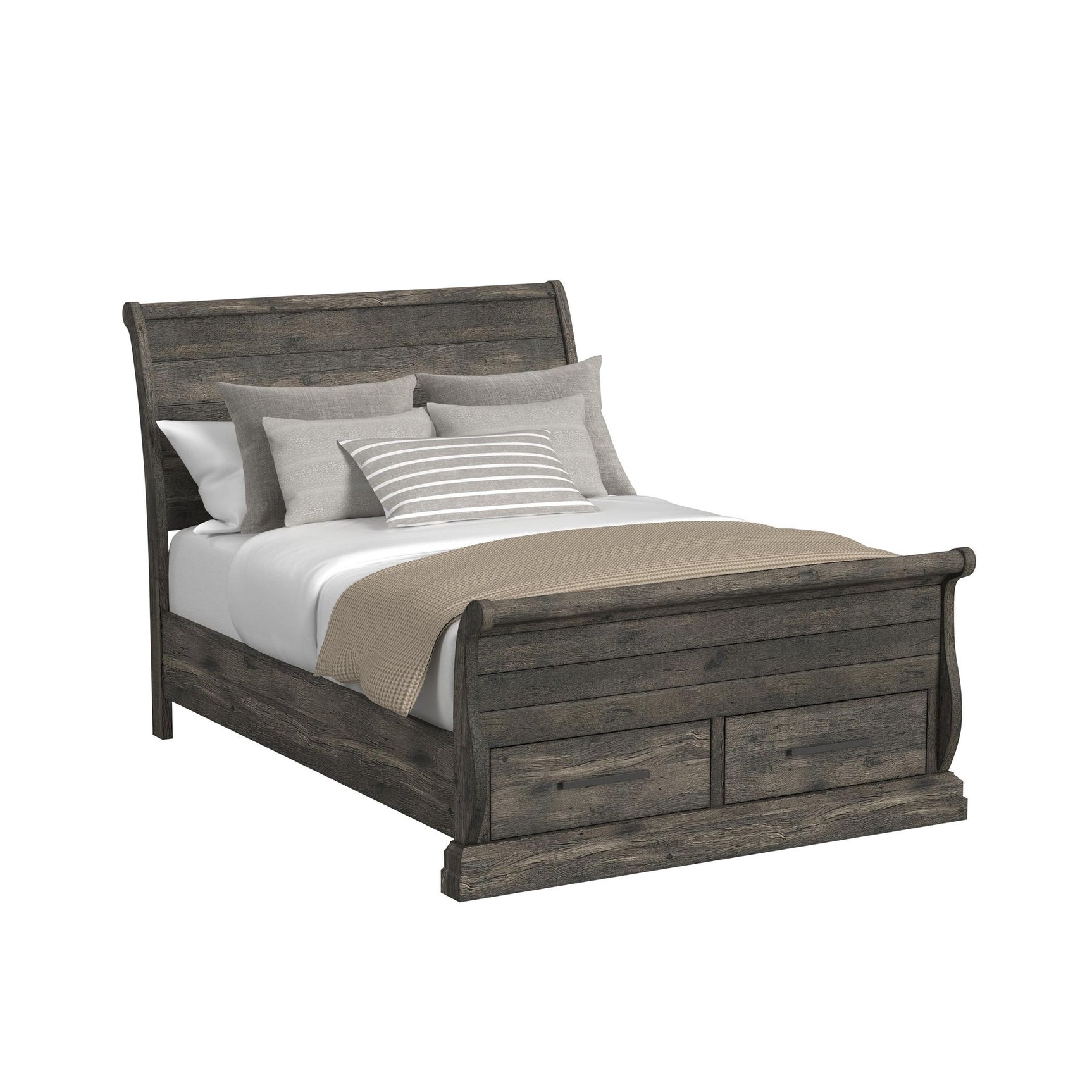 Park Ridge Queen Sleigh Storage Bed in Charcoal - Tampa Furniture Outlet