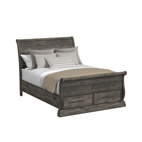 Park Ridge Queen Sleigh Storage Bed in Charcoal - Tampa Furniture Outlet