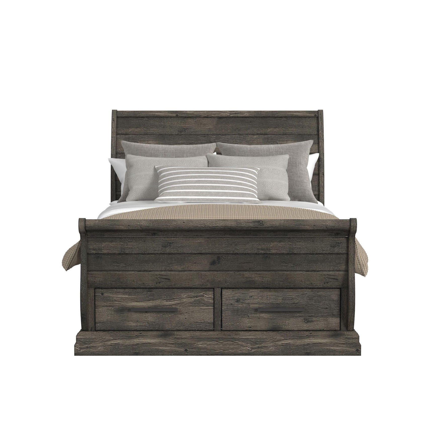 Park Ridge Queen Sleigh Storage Bed in Charcoal - Tampa Furniture Outlet