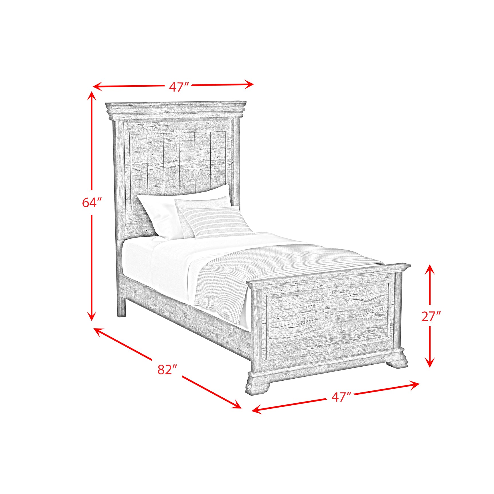 Park Ridge Twin Panel Bed in Charcoal - Tampa Furniture Outlet