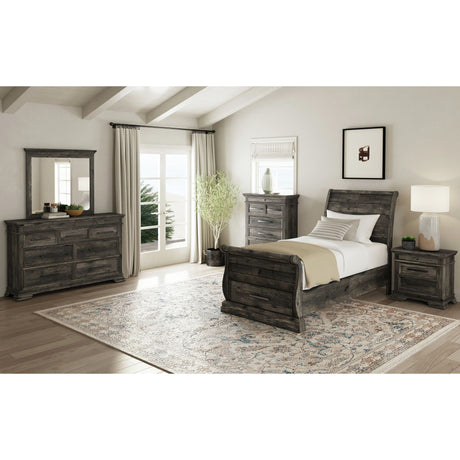 Park Ridge Twin Sleigh Storage Bed in Charcoal – SKU B-13130-8-TSLB | Elements