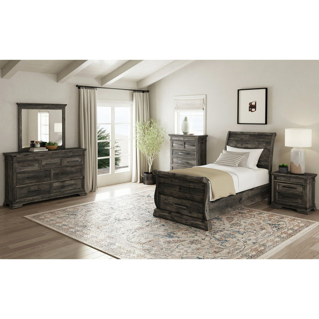 Park Ridge Twin Sleigh Storage Bed in Charcoal – SKU B-13130-8-TSLB | Elements