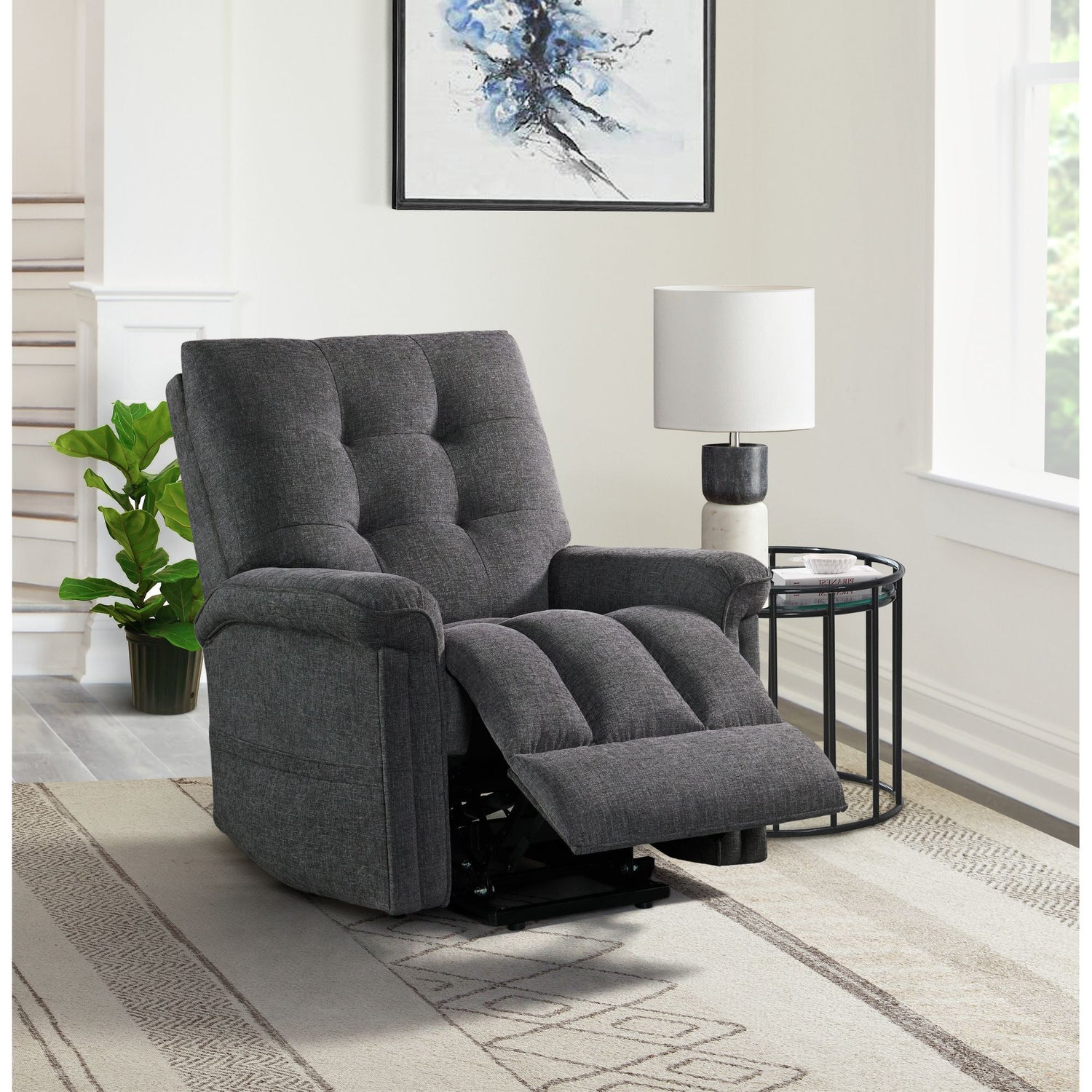 Pecos Power Motion Lift Chair in 15337-2 Ribbit Charcoal - Tampa Furniture Outlet