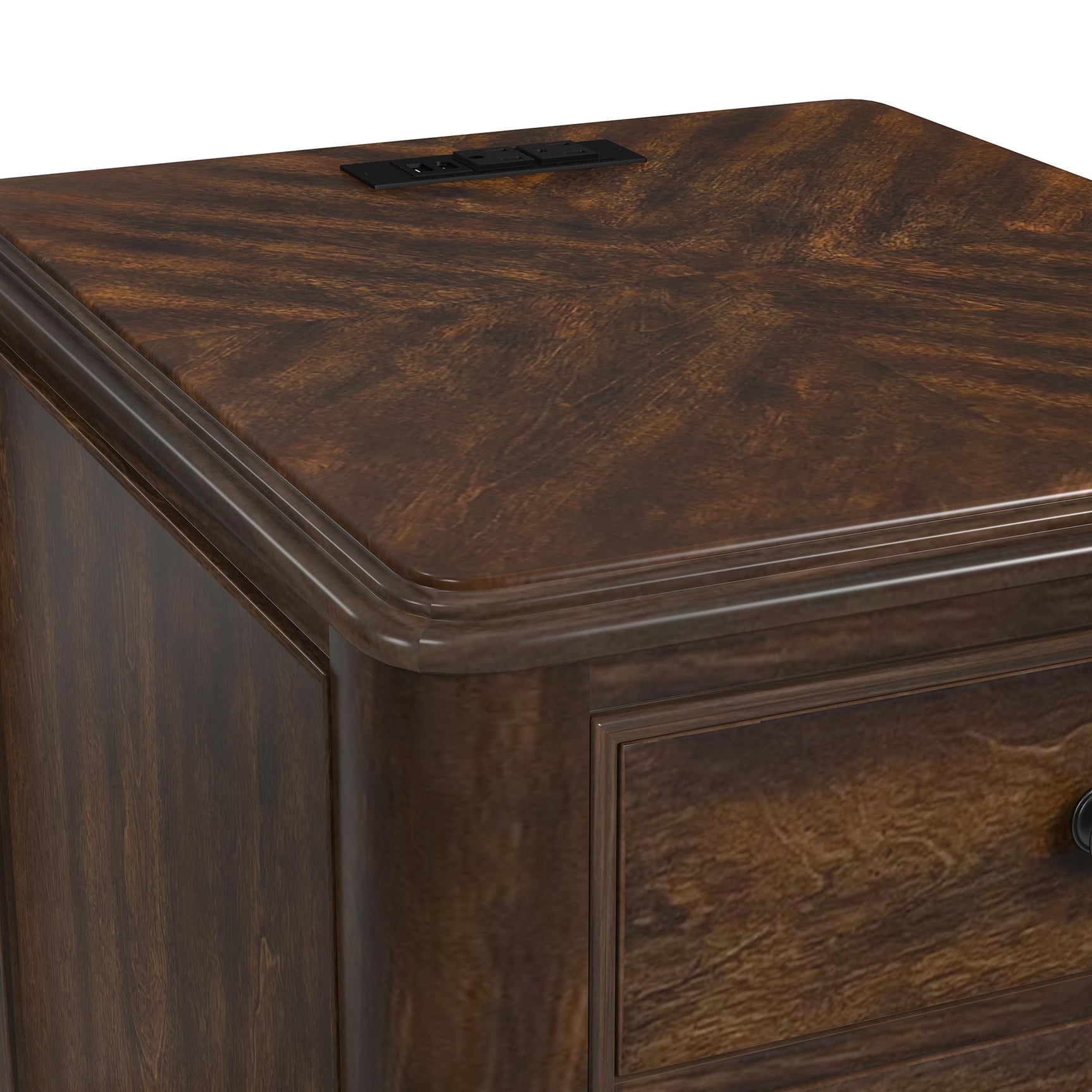 Phillipe 2-Drawer Cabinet with USB in Cherry - Tampa Furniture Outlet