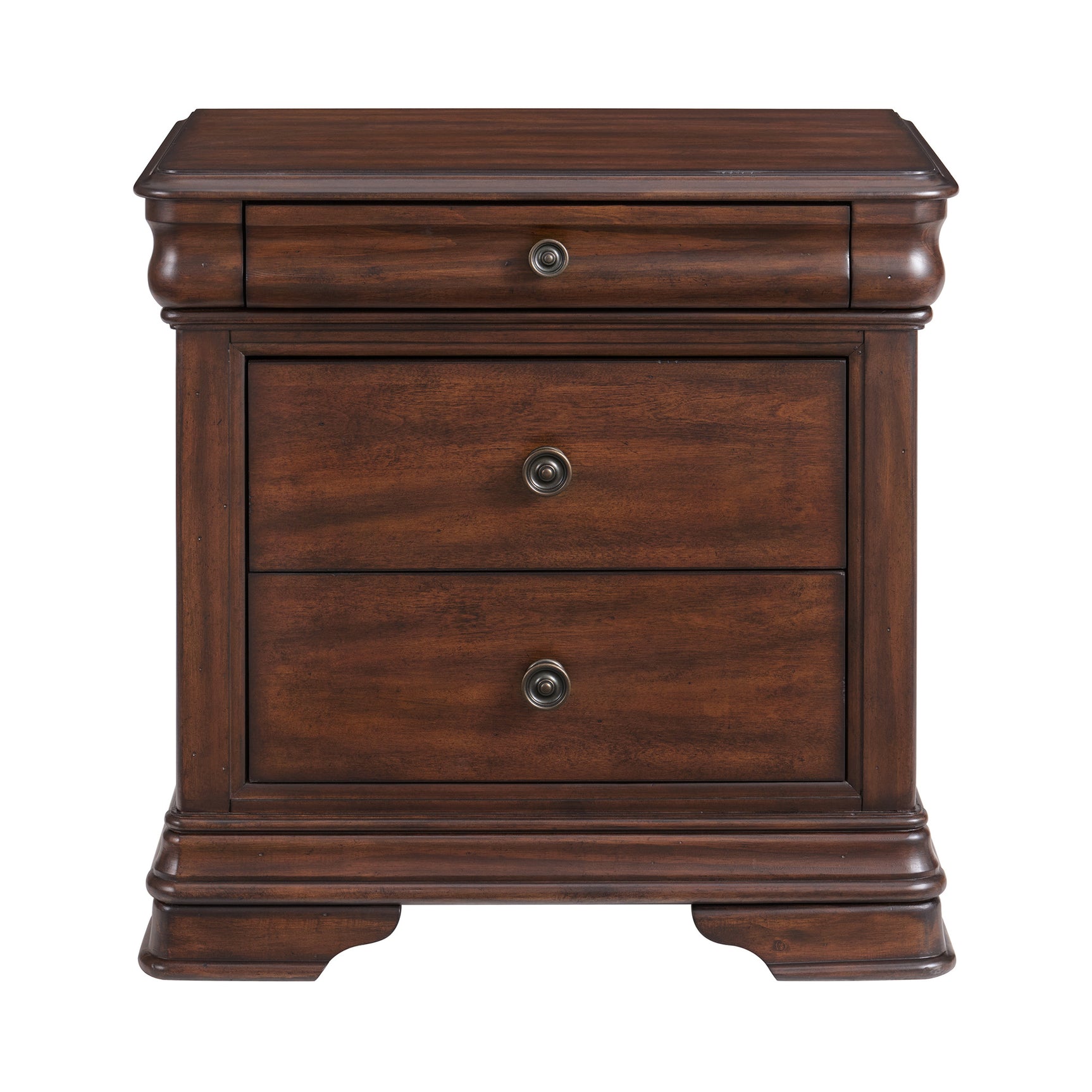 Phillipe 3-Drawer Nightstand With USB in Cherry