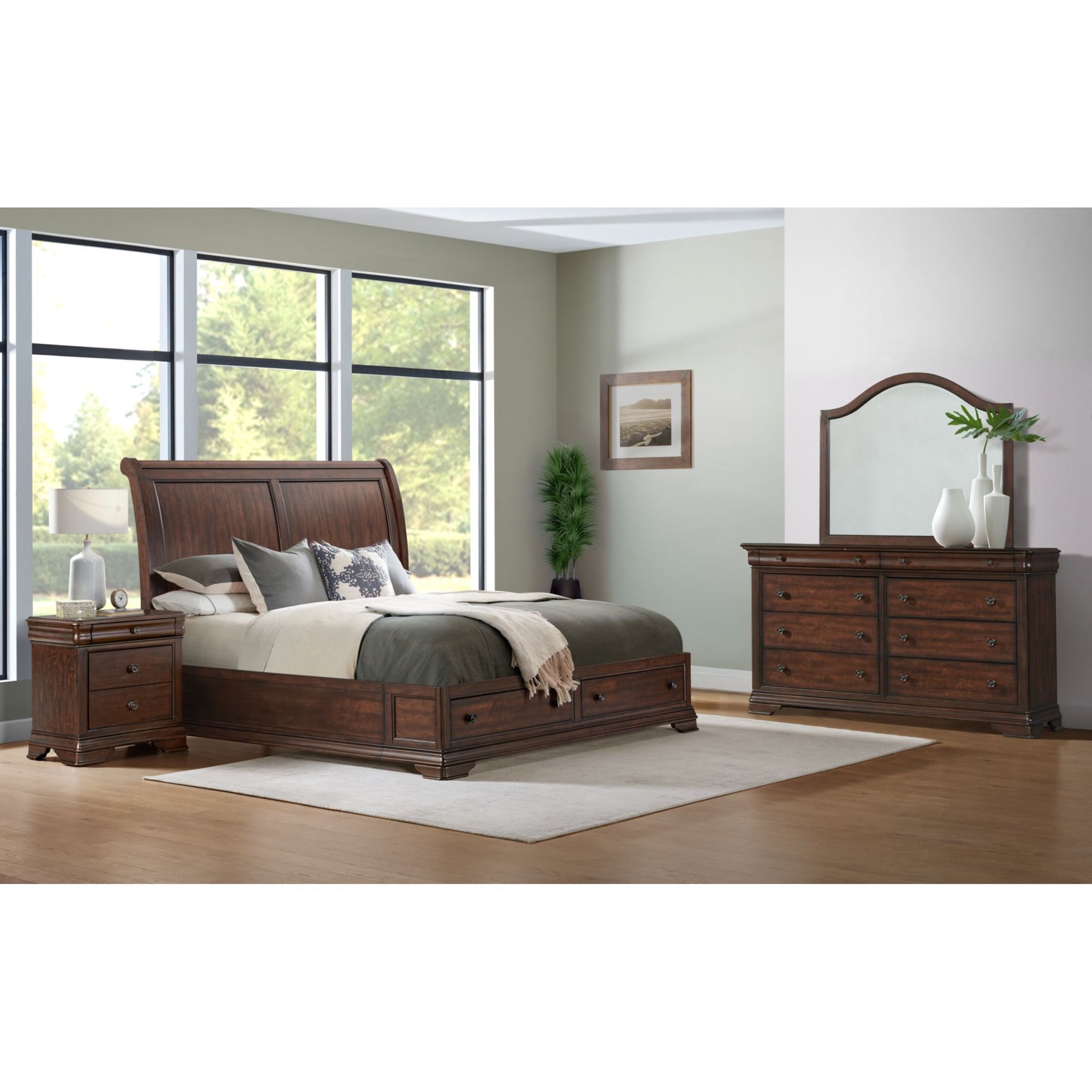Phillipe Dresser & Mirror Set in Cherry - Tampa Furniture Outlet