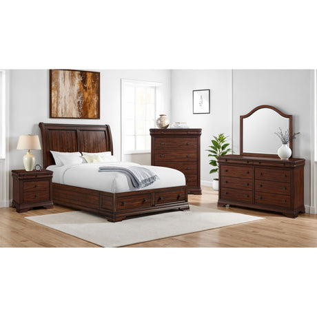 Phillipe 3-Drawer Nightstand With USB in Cherry - Tampa Furniture Outlet
