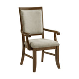 Phillipe Dining Arm Chair with Grey Fabric in Cherry (2 Per Carton) - Tampa Furniture Outlet