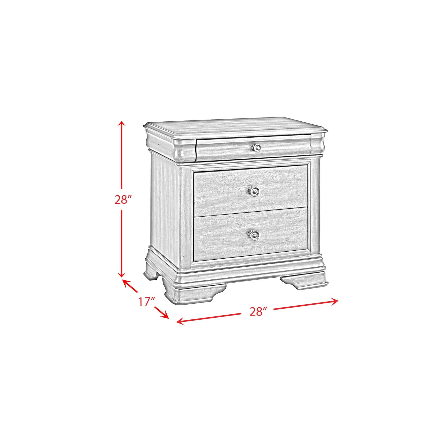 Phillipe 3-Drawer Nightstand With USB in Cherry - Tampa Furniture Outlet