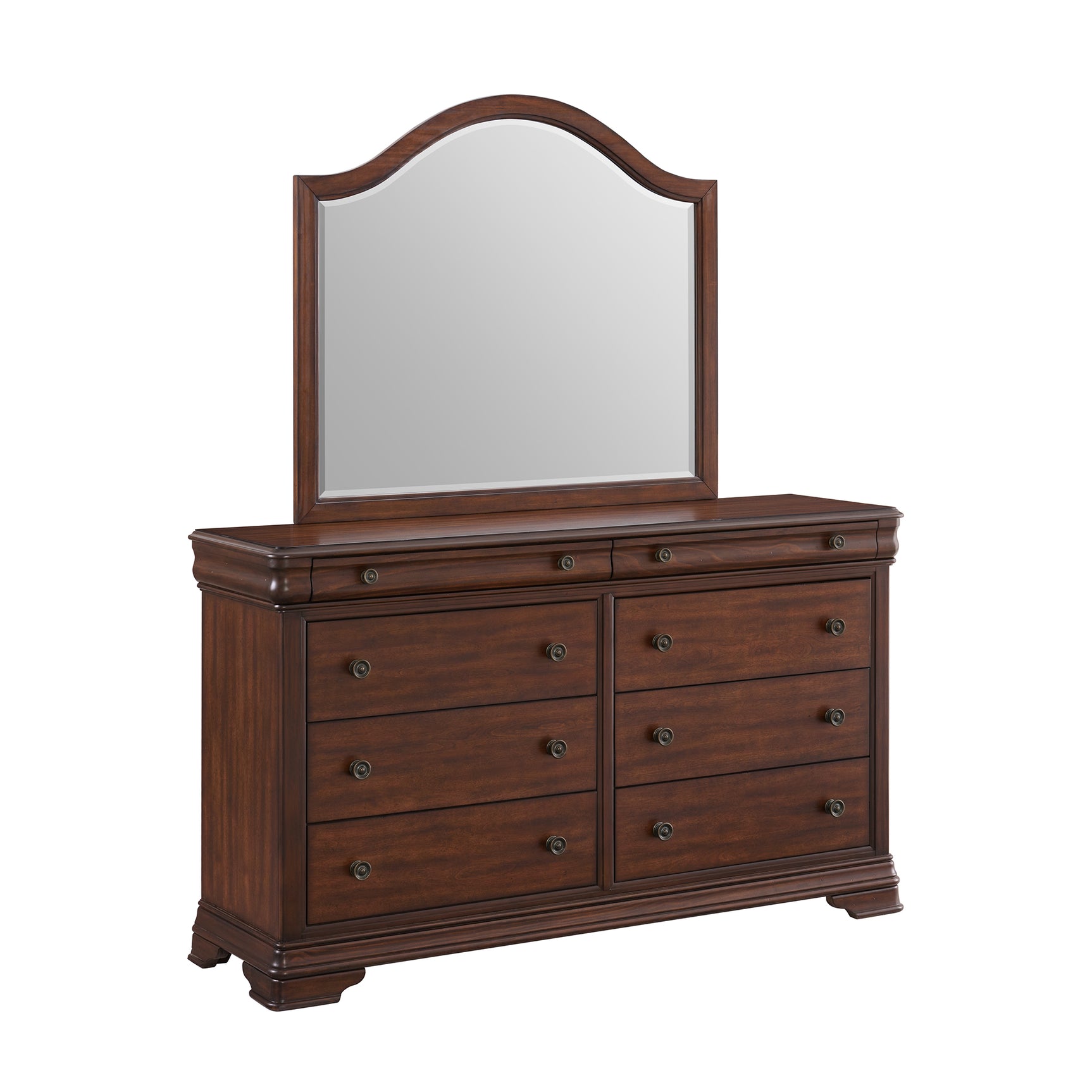 Phillipe Dresser & Mirror Set in Cherry - Tampa Furniture Outlet