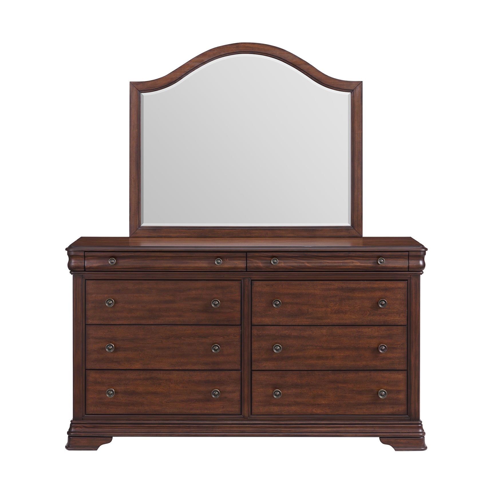 Phillipe Dresser & Mirror Set in Cherry - Tampa Furniture Outlet