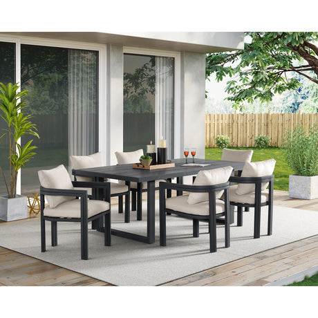 Playa Dining Chair - Dark Grey and Olefin Beige (2 Per Carton) - Tampa Furniture Outlet