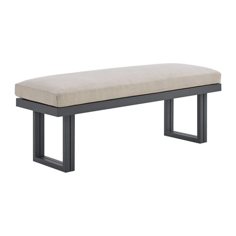 Playa Dining Bench - Dark Grey and Olefin Beige - Tampa Furniture Outlet