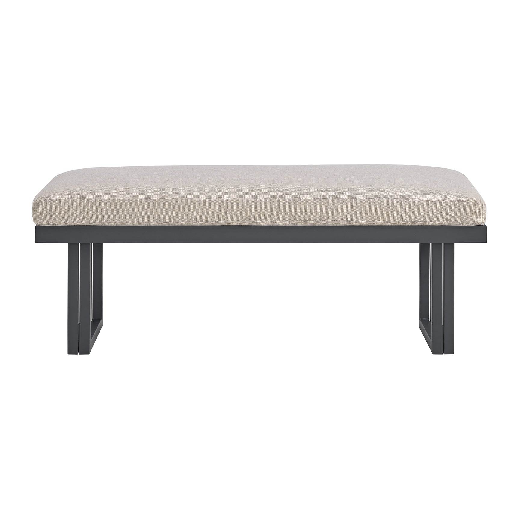 Playa Dining Bench - Dark Grey and Olefin Beige - Tampa Furniture Outlet
