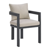 Playa Dining Chair - Dark Grey and Olefin Beige (2 Per Carton) - Tampa Furniture Outlet