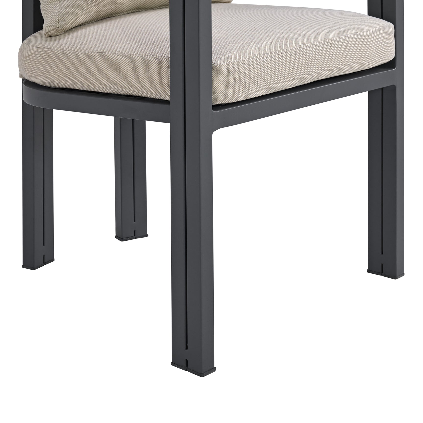 Playa Dining Chair - Dark Grey and Olefin Beige (2 Per Carton) - Tampa Furniture Outlet