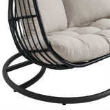 Playa Double Swing Egg Chair Complete - Dark Grey and Olefin Beige - Tampa Furniture Outlet