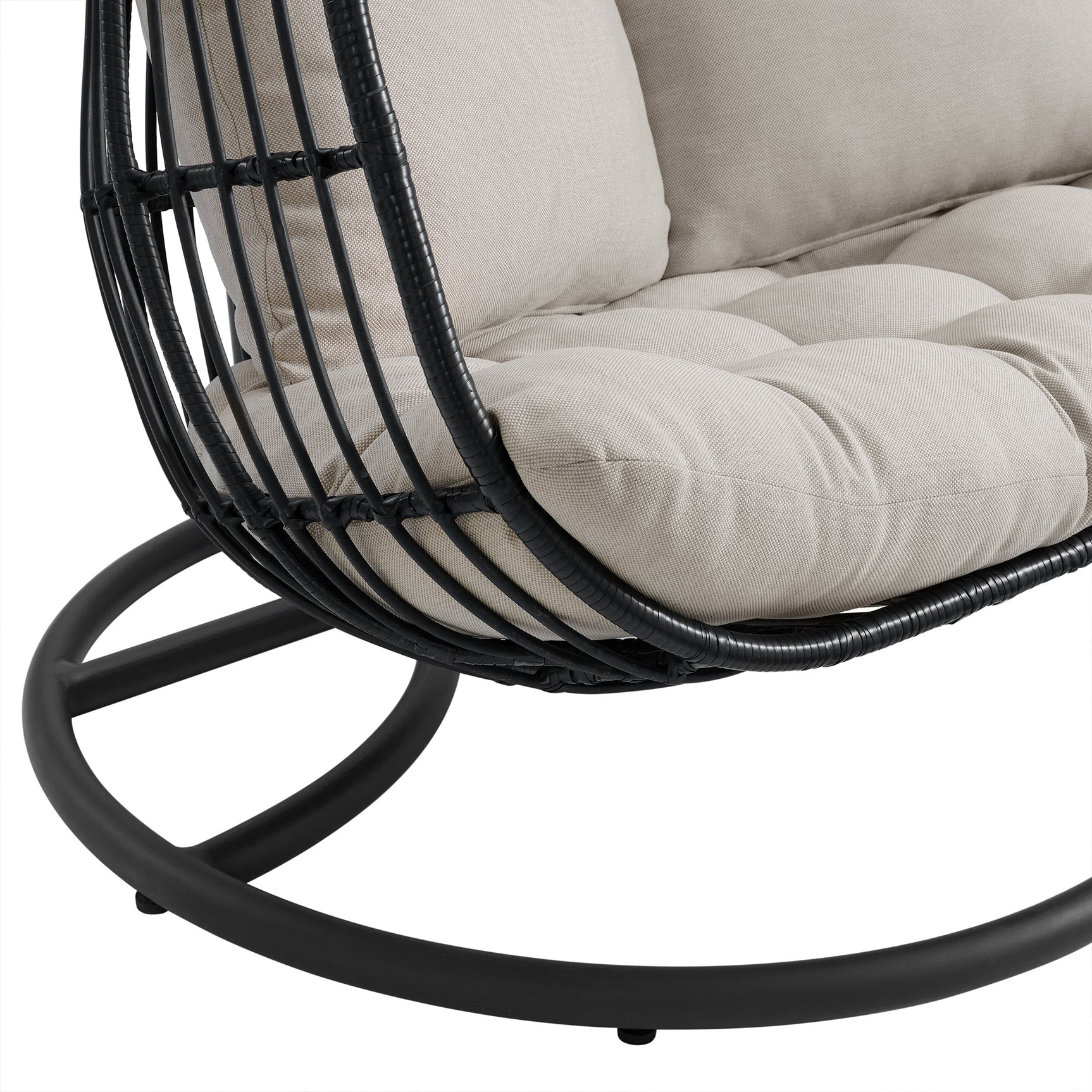 Playa Double Swing Egg Chair Complete - Dark Grey and Olefin Beige - Tampa Furniture Outlet