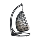 Playa Double Swing Egg Chair Complete - Dark Grey and Olefin Beige - Tampa Furniture Outlet