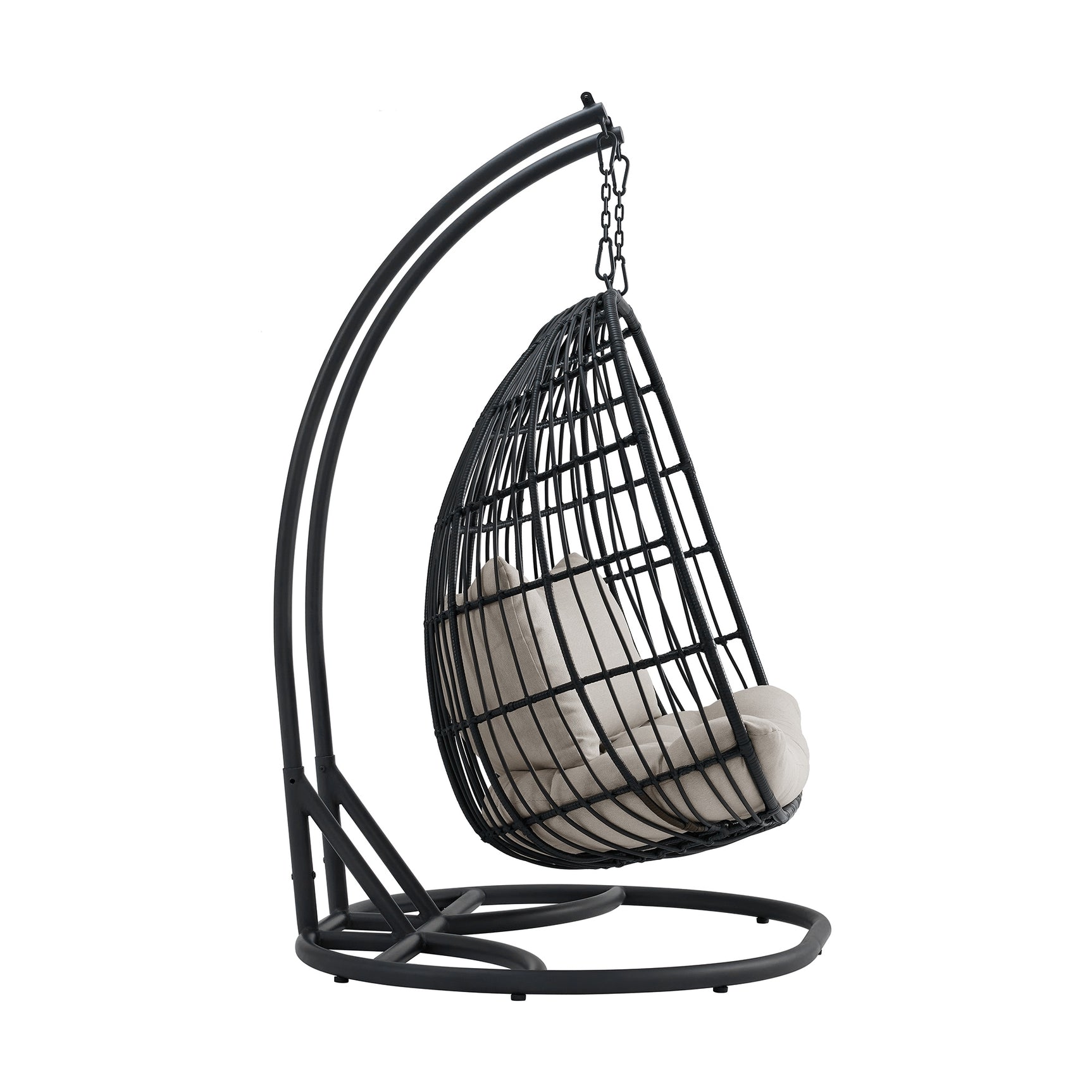 Playa Double Swing Egg Chair Complete - Dark Grey and Olefin Beige - Tampa Furniture Outlet