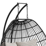 Playa Double Swing Egg Chair Complete - Dark Grey and Olefin Beige - Tampa Furniture Outlet