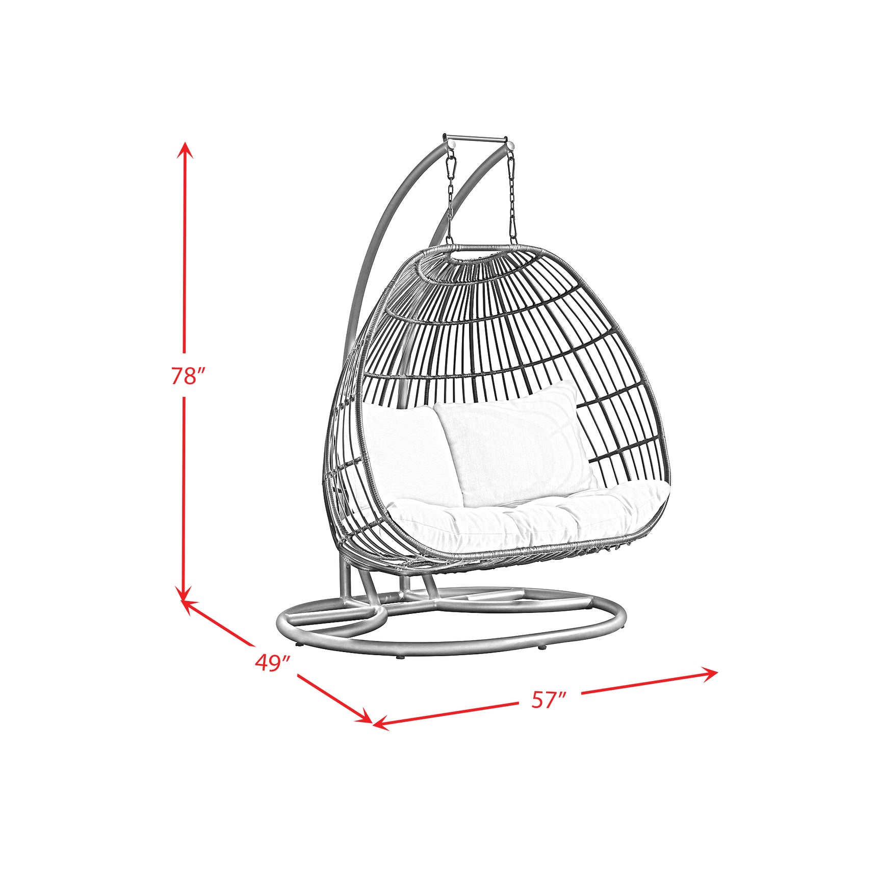 Playa Double Swing Egg Chair Complete - Dark Grey and Olefin Beige - Tampa Furniture Outlet