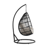 Playa Swing Egg Chair with Base and Pillar - Dark Grey and Olefin Beige - Tampa Furniture Outlet