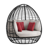 Playa Twin Egg Chair - Dark Grey and Olefin Beige with 3 Pillows - Tampa Furniture Outlet