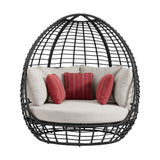 Playa Twin Egg Chair - Dark Grey and Olefin Beige with 3 Pillows - Tampa Furniture Outlet