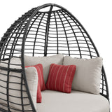 Playa Twin Egg Chair - Dark Grey and Olefin Beige with 3 Pillows - Tampa Furniture Outlet