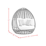 Playa Twin Egg Chair - Dark Grey and Olefin Beige with 3 Pillows - Tampa Furniture Outlet