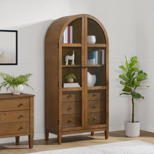 Portico Display Cabinet in Brown Oak – SKU H-15970-6-BC2 | Elements