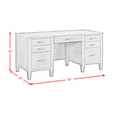 Portico Double Pedestal Desk with Power/USB in Brown Oak - Tampa Furniture Outlet