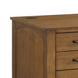 Portico Double Pedestal Desk with Power/USB in Brown Oak - Tampa Furniture Outlet