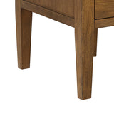 Portico Half Pedestal Desk with Power/USB in Brown Oak - Tampa Furniture Outlet