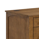 Portico Half Pedestal Desk with Power/USB in Brown Oak - Tampa Furniture Outlet