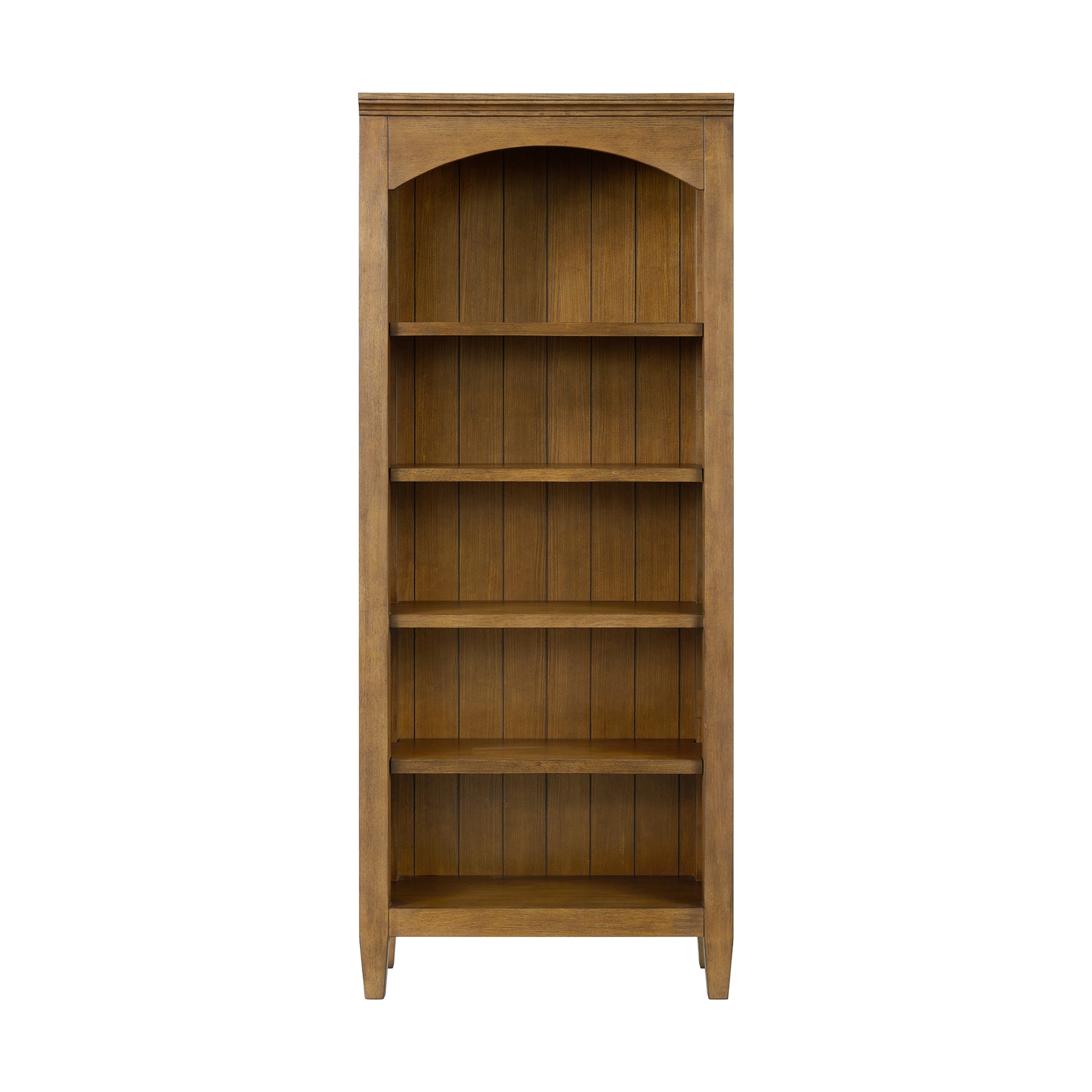 Portico Open Bookcase in Brown Oak - Tampa Furniture Outlet