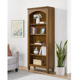 Portico Open Bookcase in Brown Oak – SKU H-15970-6-BC1 | Elements