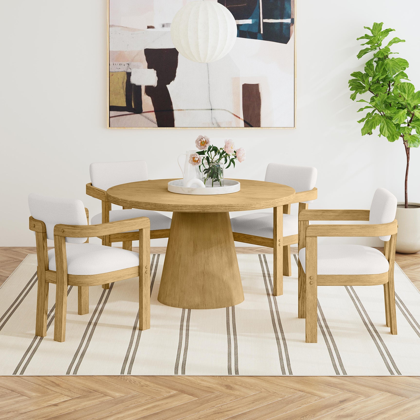 Portland Round Dining Table in Natural - Tampa Furniture Outlet
