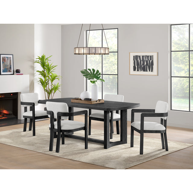 Portland Arm Chair with Snow White Fabric in Black (2 Per Carton) - Tampa Furniture Outlet