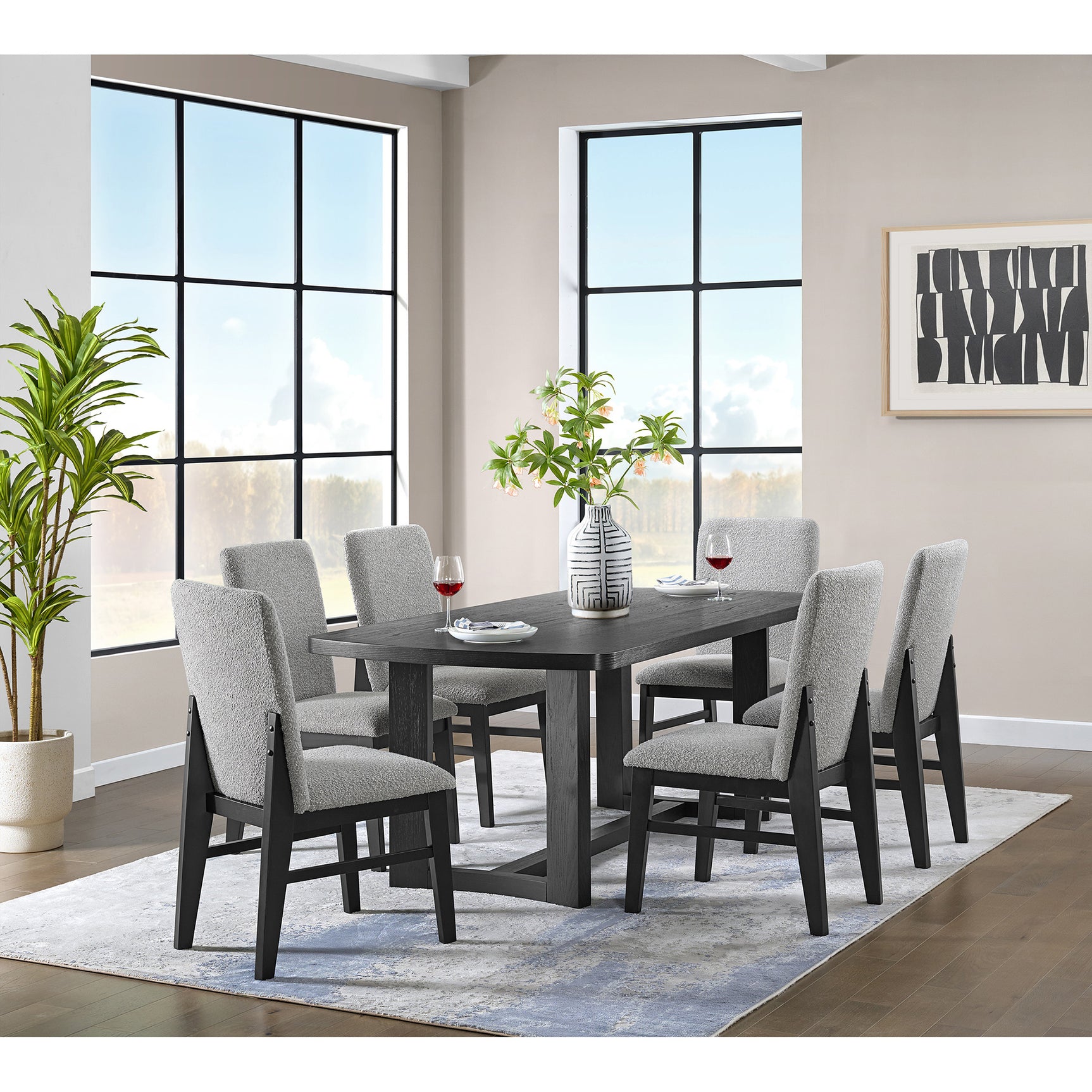 Portland Rectangular Dining Table in Black - Tampa Furniture Outlet
