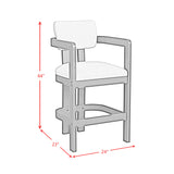 Portland Arm Barstool with White Fabric in Black (2 Per Carton) - Tampa Furniture Outlet