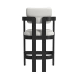 Portland Arm Barstool with White Fabric in Black (2 Per Carton) - Tampa Furniture Outlet