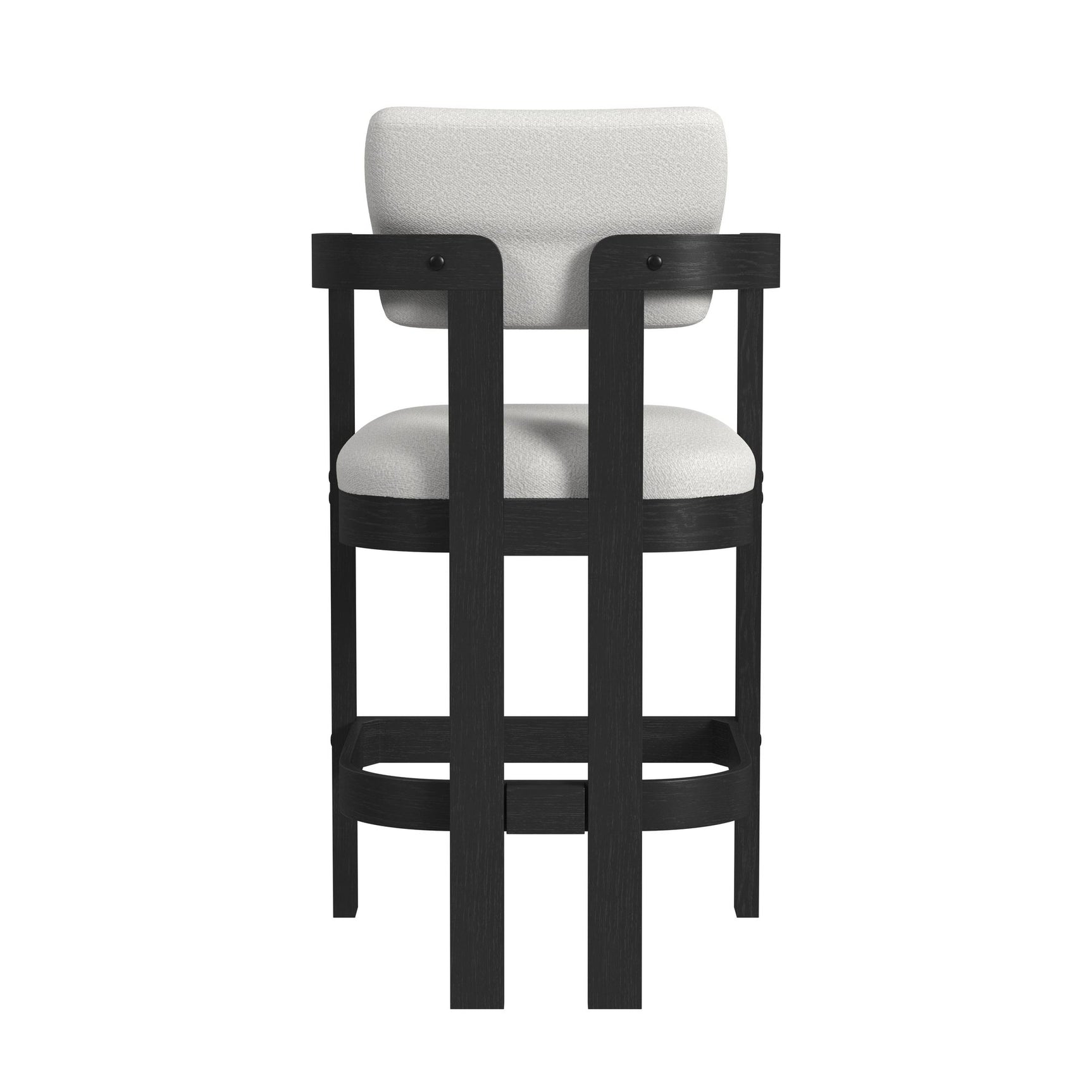 Portland Arm Barstool with White Fabric in Black (2 Per Carton) - Tampa Furniture Outlet